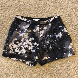 Black Floral High Waist Shorts H&M